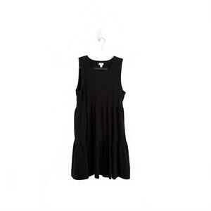 J.Crew | Women’s Classic Casual Black Sleeveless Cotton Tiered Dress Size M